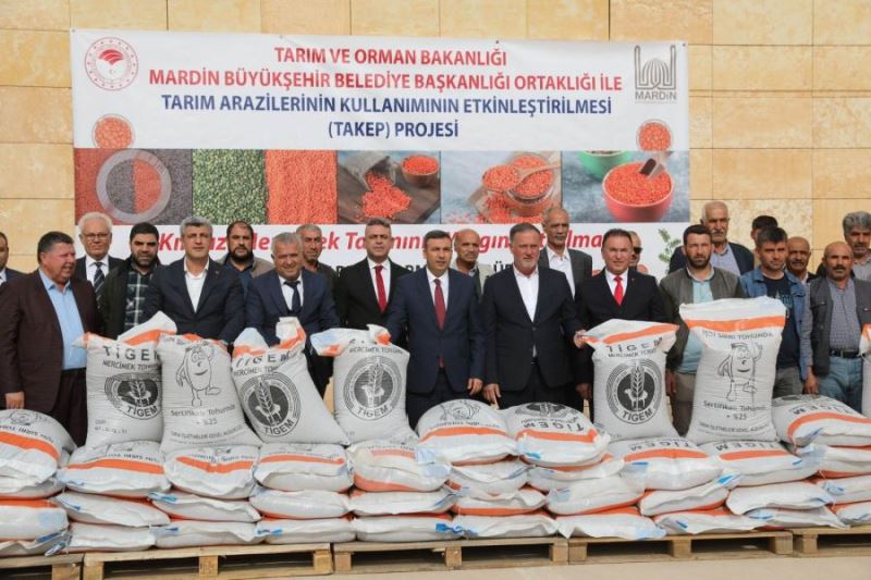 Mardin’de çiftçiye sertifikalı kırmızı mercimek ve buğday dağıtımı başladı