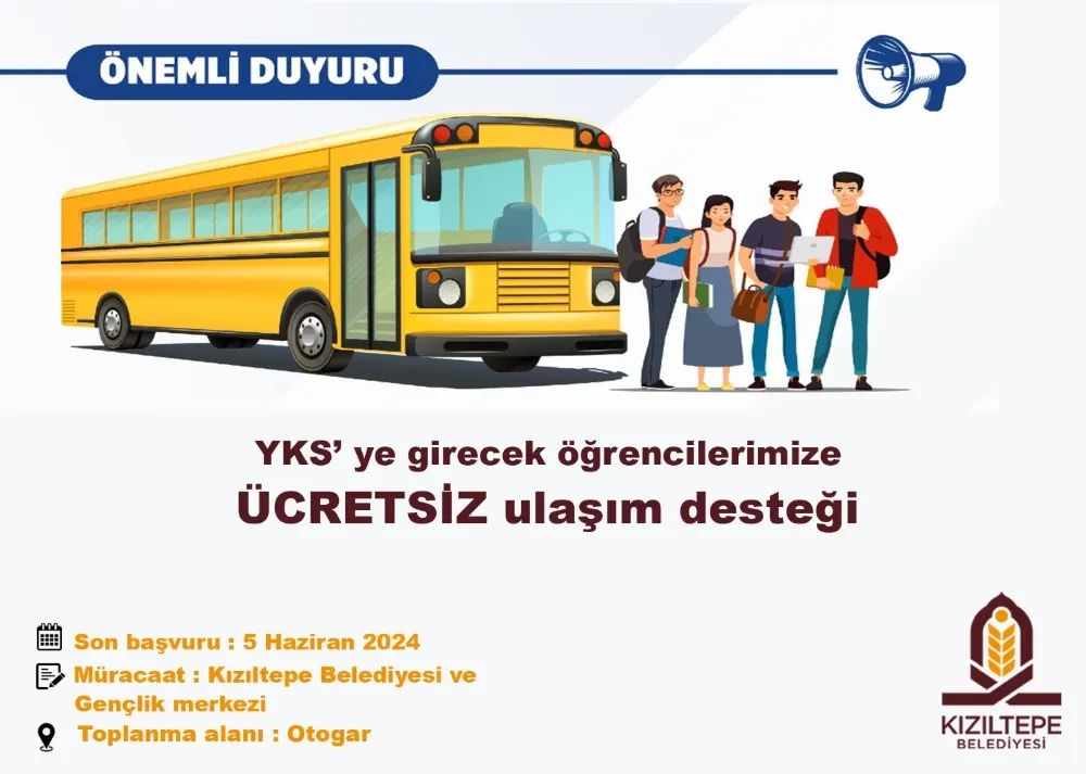 YKS’ye girecek öğrencilere ücretsiz ulaşım desteği